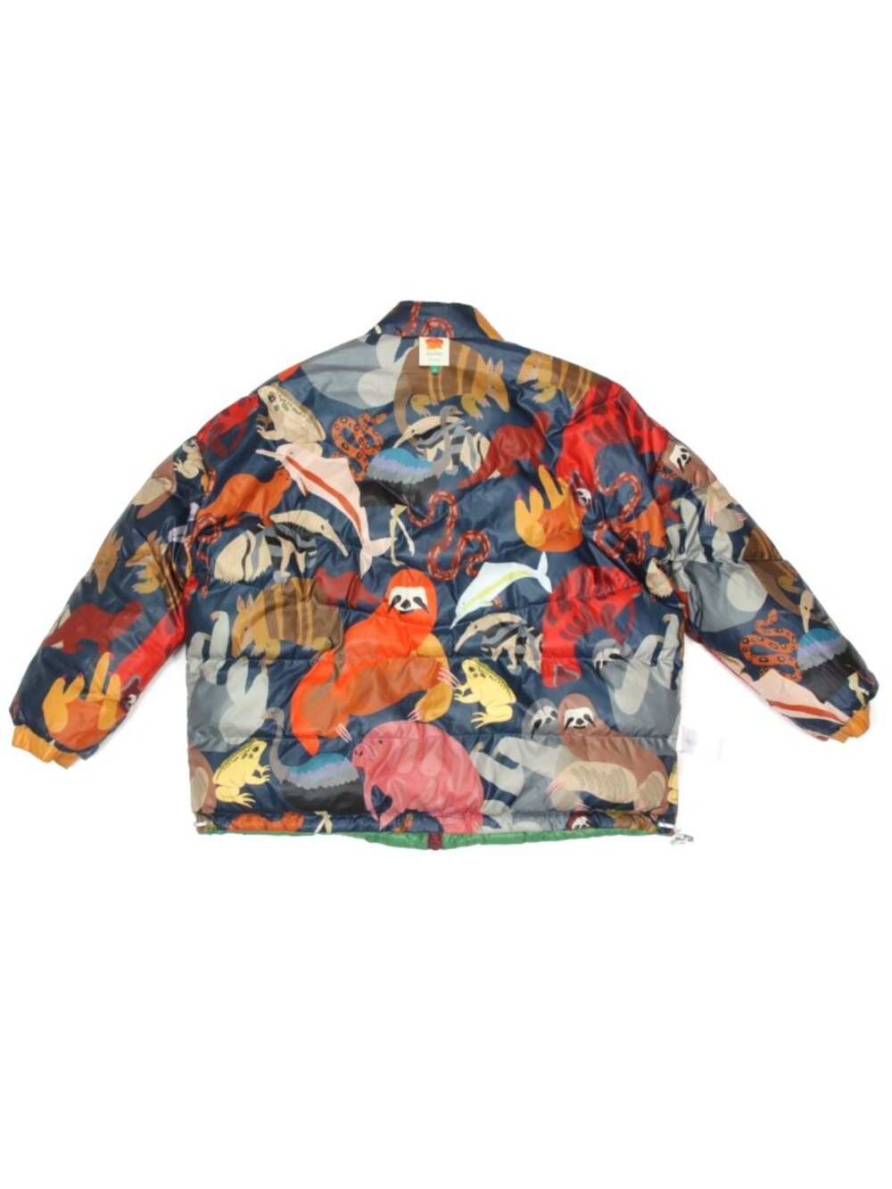 FARM RIO Reversible Striped Rainbow Animal Rainforest Puffer Jacket sz XL /650 - Picture 6 of 11